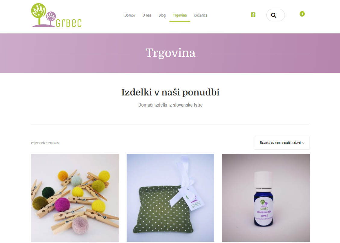 Spletna trgovina Kmetije Grbec